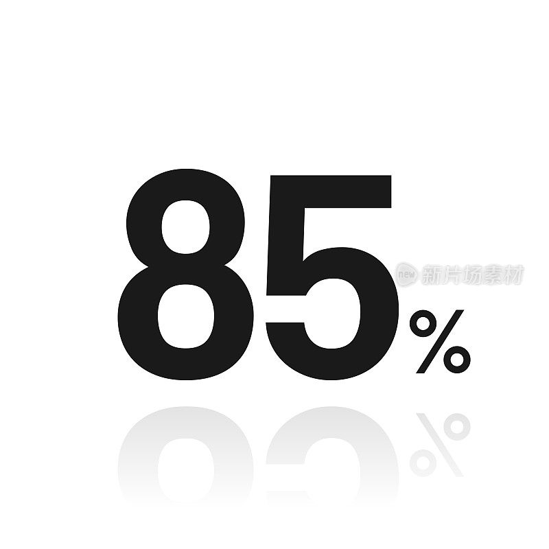 85% - 85%。白色背景上反射的图标
